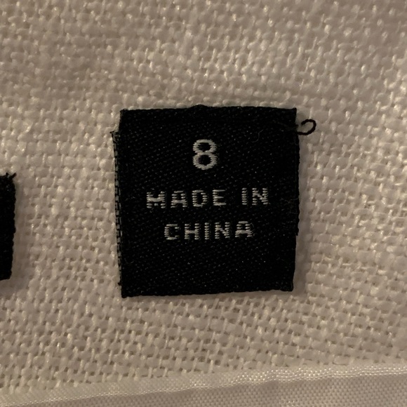 INSIGHT WHITE LINEN PENCIL SKIRT BRONZE BUTTON & CHIFFON ACCENTS WOMEN’S SIZE 8. - Picture 8 of 10